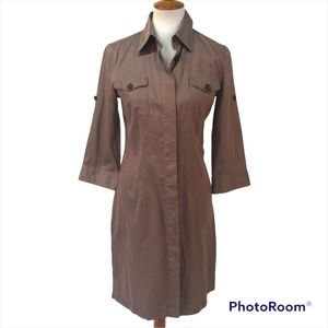0039 ITALY  Taupe Cotton Shirt Dress (M)